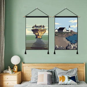 2 Pack MICHIGAN And MAINE Modern Wall Art Tapestries Vertical,Aesthetic Tapestry Art Short Tapestries for Room (13.8 X 19.7 Inch)