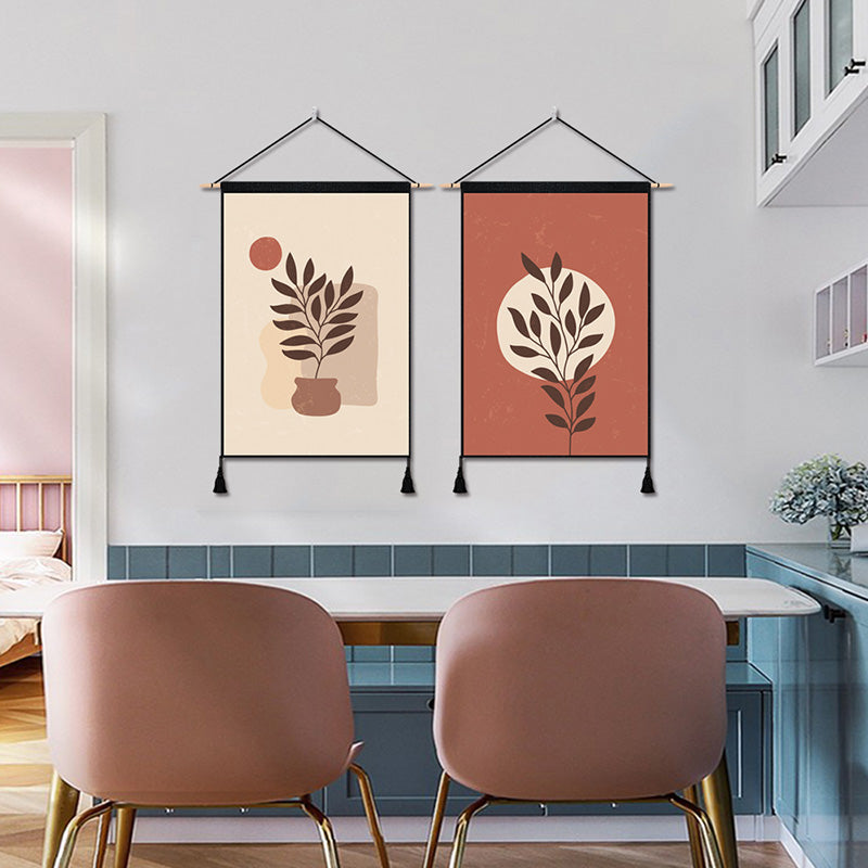 2 Pack Botanical Wall Art Tapestries Vertical,Aesthetic Tapestry Art Short Tapestries for Room (13.8 X 19.7 Inch)