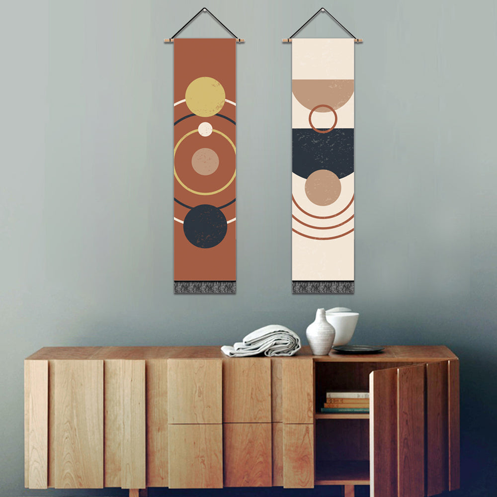 2 Pack Abstract Geometry Modern Wall Art Tapestries Vertical,Aesthetic Tapestry Art Long Tapestries for Room (12.8 X 51.2 Inch)