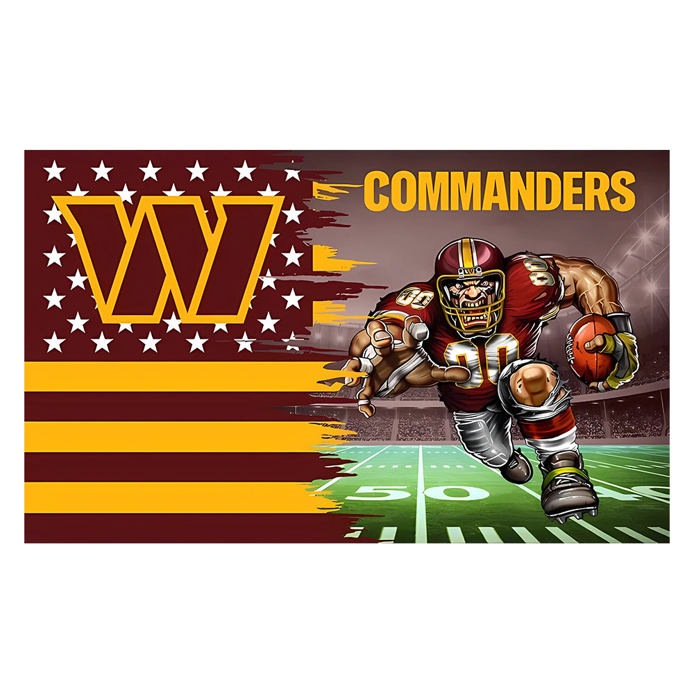 NFL Commanders Polyester Digital Printing 3x5ft Outdoor Banner with Brass Grommets