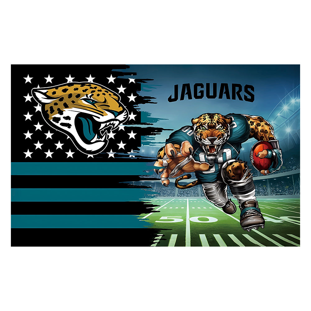 NFL Jaguars Polyester Digital Printing 3x5ft Outdoor Banner with Brass Grommets