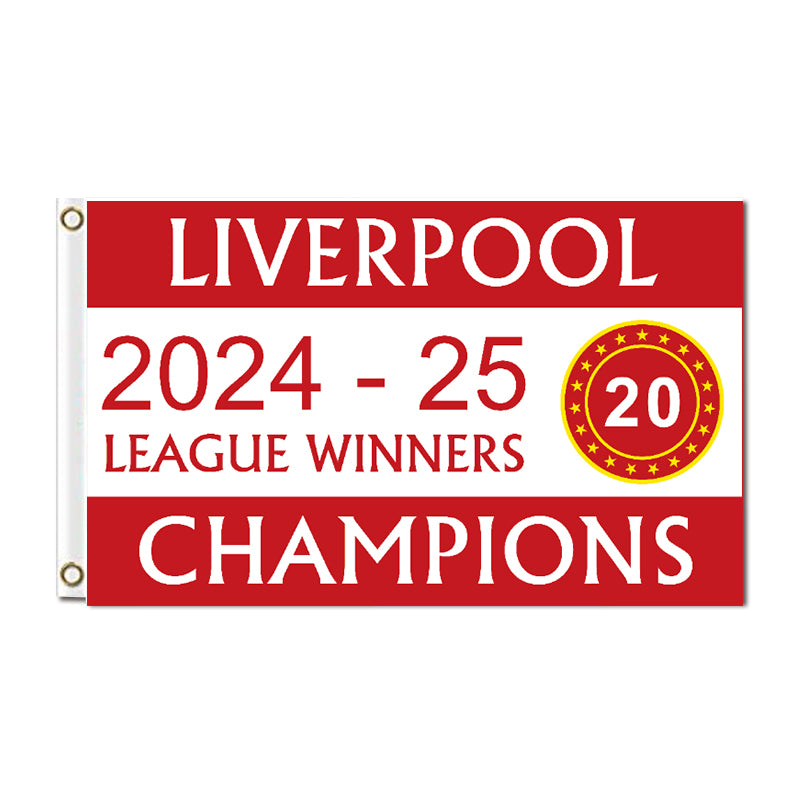 PREMIER LEAGUE CHAMPIONS Liverpool 2024-25 100% Polyester Digital Printing 3x5ft Banner with Brass Grommets