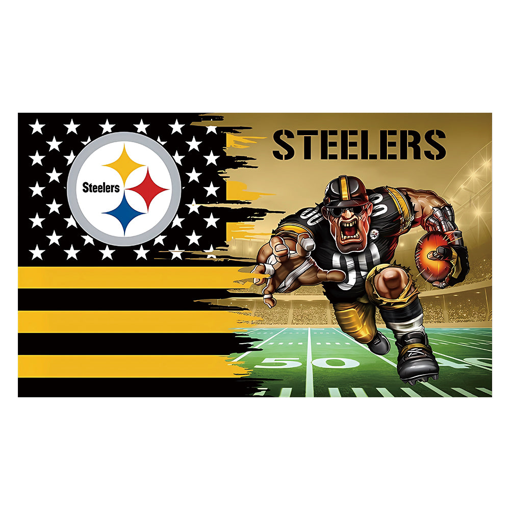 NFL Steelers Polyester Digital Printing 3x5ft Outdoor Banner with Brass Grommets