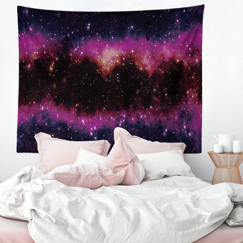 Mysterious Galaxy Tapestry Outer Universe Night Sky Earth Moon Nebula Art Nature Wall Hanging Dorm Decor Living Room Bedroom Decoration 51x 59 Inches