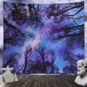 Forest Tapestry Psychedelic Starry Tree Tapestry for Bedroom Aesthetic Trippy Nature Tapestry Wall Hanging for Room Decor, for Women Men Boys, Starry Forest Tapestry