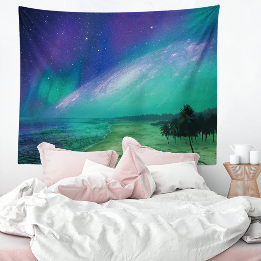 Mysterious Galaxy Tapestry Outer Universe Night Sky Earth Moon Nebula Art Nature Wall Hanging Dorm Decor Living Room Bedroom Decoration 51x 59 Inches