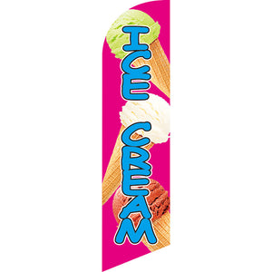 Sinonarui Ice Cream Raspados Advertising Custom Feather Razor Flags Blade Angled Flag for Display