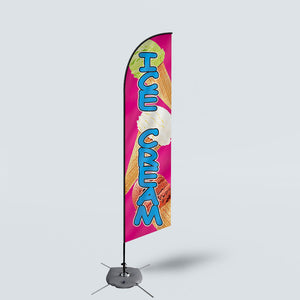 Sinonarui Ice Cream Raspados Advertising Custom Feather Razor Flags Blade Angled Flag for Display