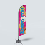 Sinonarui Ice Cream Raspados Advertising Custom Feather Razor Flags Blade Angled Flag for Display