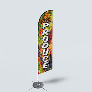 Sinonarui Fresh Produce Raspados Advertising Custom Feather Razor Flags Blade Angled Flag for Display