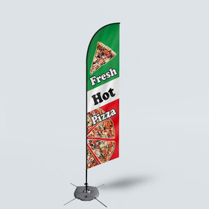 Sinonarui Pizza Advertising Custom Feather Razor Flags Blade Angled Flag for Display