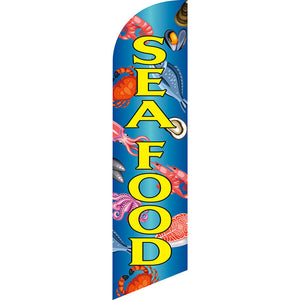 Sinonarui Sea Food Advertising Custom Feather Razor Flags Blade Angled Flag for Display