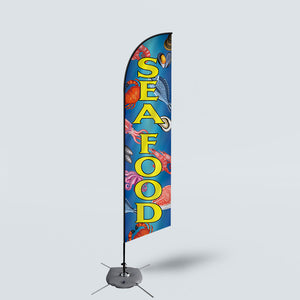 Sinonarui Sea Food Advertising Custom Feather Razor Flags Blade Angled Flag for Display