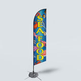 Sinonarui Sea Food Advertising Custom Feather Razor Flags Blade Angled Flag for Display