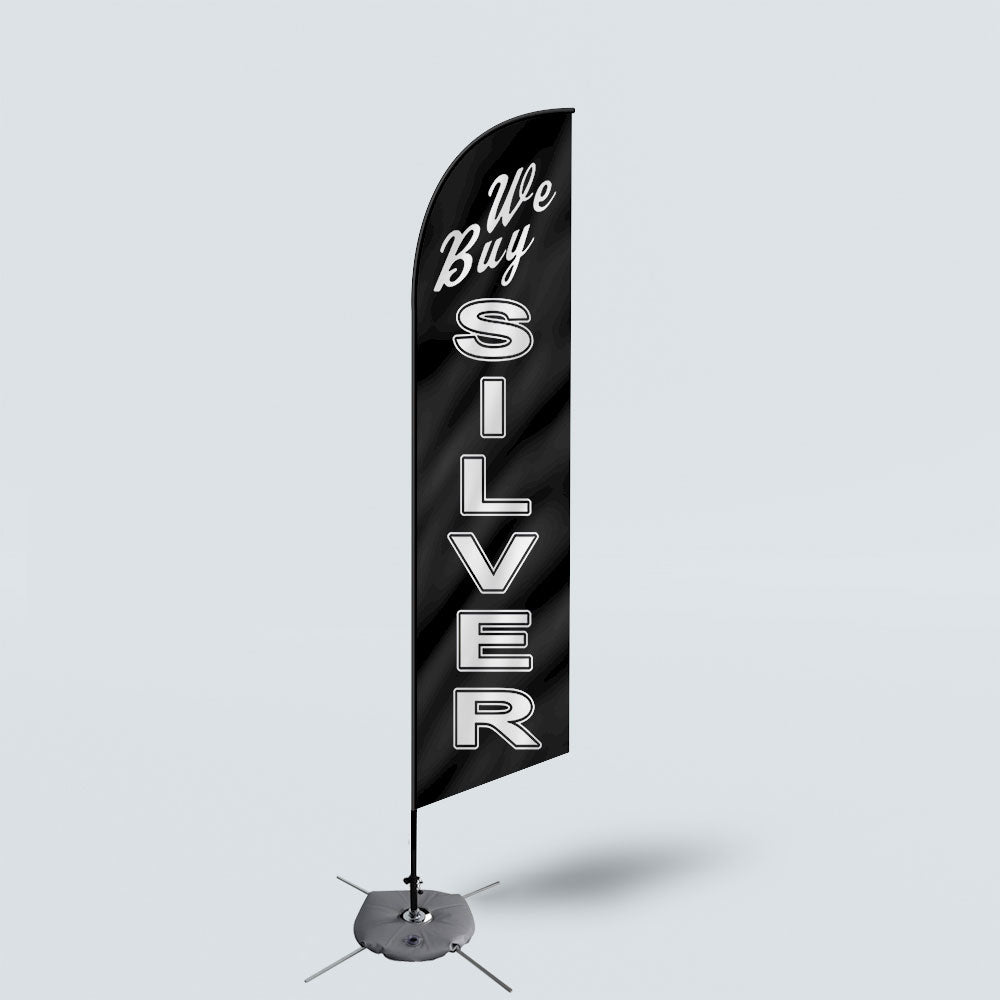 Sinonarui Silver Advertising Custom Feather Razor Flags Blade Angled Flag for Display