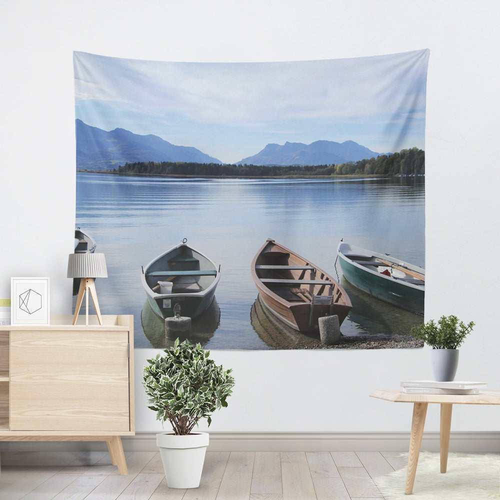 Landscape Decoration Tapestry Waves Boat Nature Landscape Tapestry Wall Hanging Dorm Decor Living Room Bedroom Decoration