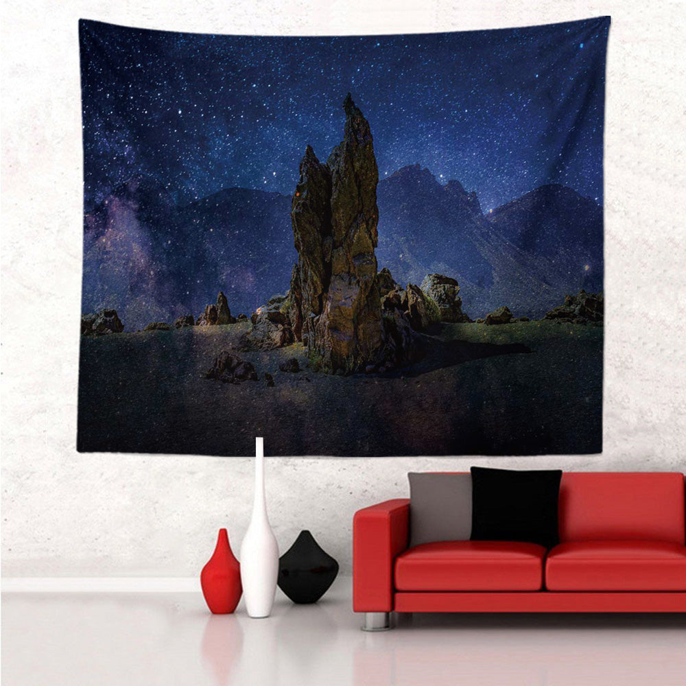 Mysterious Galaxy Tapestry Outer Universe Night Sky Earth Moon Nebula Art Nature Wall Hanging Dorm Decor Living Room Bedroom Decoration 51x 59 Inches