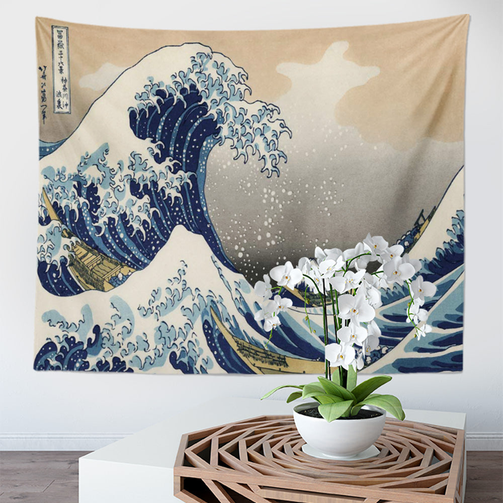 Landscape Decoration Tapestry Waves Boat Nature Landscape Tapestry Wall Hanging Dorm Decor Living Room Bedroom Decoration