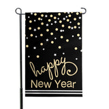 Happy New Year Garden Flag - 12x18 inches, 110D Knitted Polyester, Reflective Heron Design, Double Sided（复制）