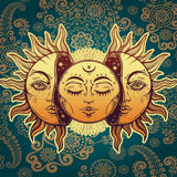 Sun and Moon Tapestry Indie Astrology Tapestry for Bedroom Hippie Aesthetic Vintage Tapestries Wall Tapestry for Teenage Girls Boys Women Men, Green Tapestry