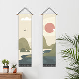 2 Pack Abstract Sun Modern Wall Art Tapestries Vertical，Aesthetic Tapestry Art Long Tapestries for Room （12.8 X 51.2 Inch）