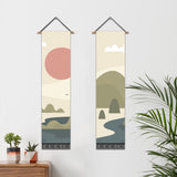 2 Pack Abstract Sun And Mountains Modern Wall Art Tapestries Vertical，Aesthetic Tapestry Art Long Tapestries for Room （12.8 X 51.2 Inch）