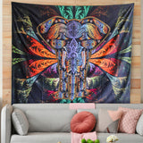 Elephant Wall Tapestry Indie Wall Hanging Bohemian Tapestries Art Home Decor for Bedroom Living Room Women Men Teenage Girl, Black Tapestry