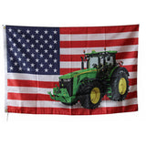 American Flag & John Deere Tractor Wall Flag - Heavy-Duty  Polyester Banner for Farm & Garage Decor