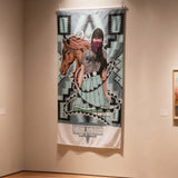 Native American Inspired Wall Flag - Masked Rider & Horse Navajo Pattern, Fade-Resistant Polyester with Grommets