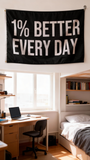 1% Better Every Day Flag 3x5 ft Polyester Banner Motivational Quote Wall Decor for Home Gym Office