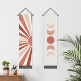 2 Pack Sun And Moon Modern Wall Art Tapestries Vertical，Aesthetic Tapestry Art Long Tapestries for Room （12.8 X 51.2 Inch）