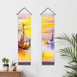 2 Pack Abstract Boat Yellow Modern Wall Art Tapestries Vertical，Aesthetic Tapestry Art Long Tapestries for Room （12.8 X 51.2 Inch）