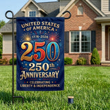 12x18 Inch 250th ANNIVERSARY Garden Flags Banner, 3-Layer Knitted Polyester Double Sided Decor for Patio & Yard