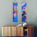 2 Pack Abstract Boat Blue Modern Wall Art Tapestries Vertical，Aesthetic Tapestry Art Long Tapestries for Room （12.8 X 51.2 Inch）