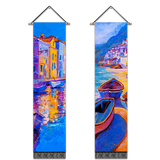 2 Pack Abstract Boat Blue Modern Wall Art Tapestries Vertical，Aesthetic Tapestry Art Long Tapestries for Room （12.8 X 51.2 Inch）