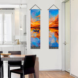 2 Pack Abstract Boat Orange Modern Wall Art Tapestries Vertical，Aesthetic Tapestry Art Long Tapestries for Room （12.8 X 51.2 Inch）