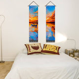 2 Pack Abstract Boat Orange Modern Wall Art Tapestries Vertical，Aesthetic Tapestry Art Long Tapestries for Room （12.8 X 51.2 Inch）