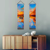 2 Pack Abstract Boat Orange Modern Wall Art Tapestries Vertical，Aesthetic Tapestry Art Long Tapestries for Room （12.8 X 51.2 Inch）