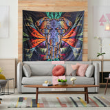 Elephant Wall Tapestry Indie Wall Hanging Bohemian Tapestries Art Home Decor for Bedroom Living Room Women Men Teenage Girl, Black Tapestry