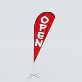 Knitted Polyester Beach Teardrop Flag Promotional Advertising OPEN Swooper Banner