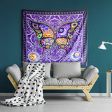 Psychedelic Celestial Butterfly Tapestry for Bedroom Night Day Butterfly Tapestries Aesthetic Vintage Wall Tapestry for Women Men Teenage Girl, Purple  Tapestry