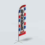 Knitted Polyester Beach Feather Flag Barber Promotional Swooper Banner