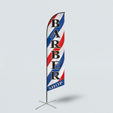 Knitted Polyester Beach Feather Flag Barber Promotional Swooper Banner