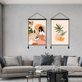 2 Pack Abstract Girl Reading Poster And Flower Vase Modern Wall Art Tapestries Vertical，Aesthetic Tapestry Art Short Tapestries for Room （13.8 X 19.7 Inch）