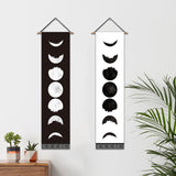 2 Pack Moon Black And White Modern Wall Art Tapestries Vertical，Aesthetic Tapestry Art Long Tapestries for Room （12.8 X 51.2 Inch）