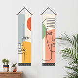 2 Pack Abstract face Wall Art Tapestries Vertical，Aesthetic Tapestry Art Long Tapestries for Room （12.8 X 51.2 Inch）