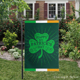 Happy ST Patrick's Day Garden Flag - 12x18 inches, 110D Knitted Polyester, Reflective Heron Design, Double Sided