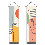 2 Pack Abstract face Wall Art Tapestries Vertical，Aesthetic Tapestry Art Long Tapestries for Room （12.8 X 51.2 Inch）