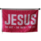 Jesus Pink flag Polyester Digital Printing 3x5ft Outdoor Banner with Brass Grommets