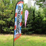 Knitted Polyester Beach Feather Flag Barber Promotional Swooper Banner